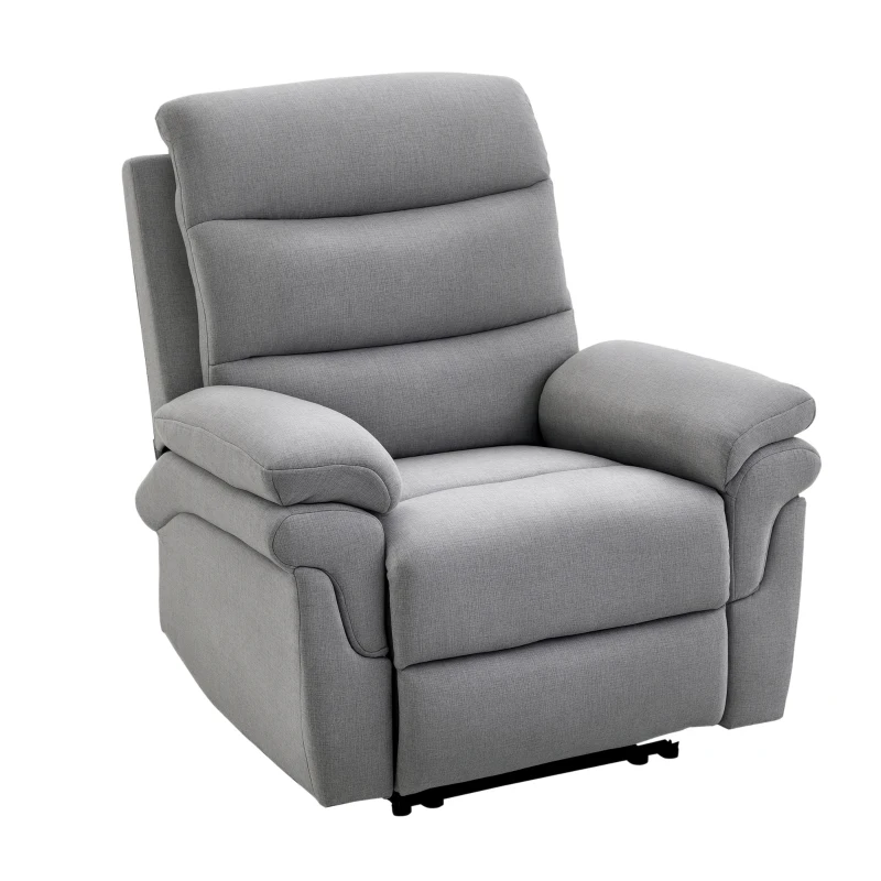 HOMCOM Relaxsessel mit Liegefunktion Einzelsofa Verstellbar Liege 165° neigbar Liegesessel Ruhesessel Fernsehsessel für Wohnzimmer Schlafzimmer Leinen-Touch Hellgrau 91 x 92 x 102 cm