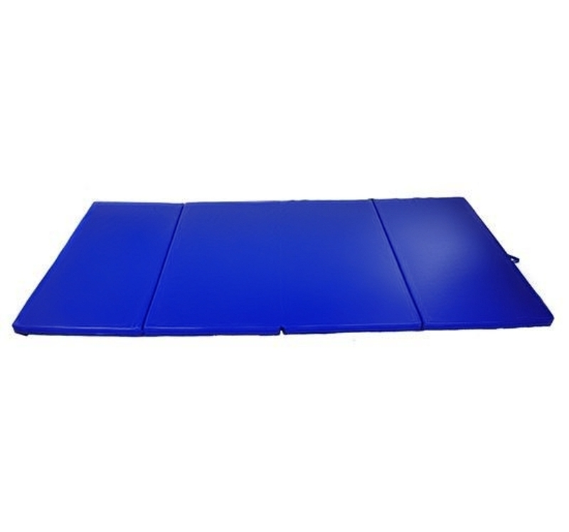 HOMCOM Tappetino Fitness Pieghevole con 4 Pannelli in EPE e Rivestimento in Ecopelle Antiscivolo, 245 x 115 x 5 cm, Blu