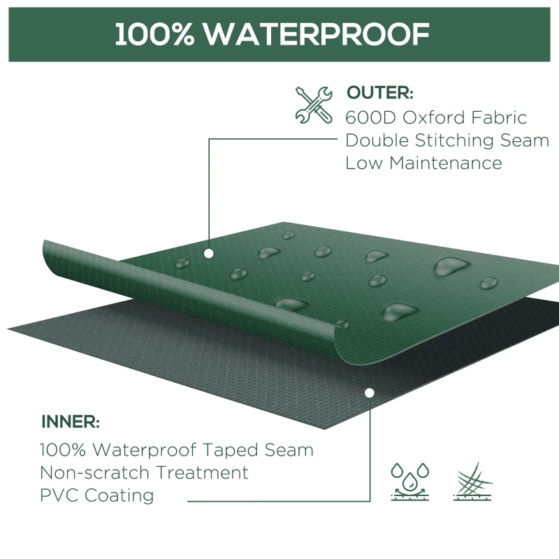 Outsunny Large Patio Garden Furniture Set Cover 600D Oxford Square Waterproof, 230 x 230 x 70 cm, Green