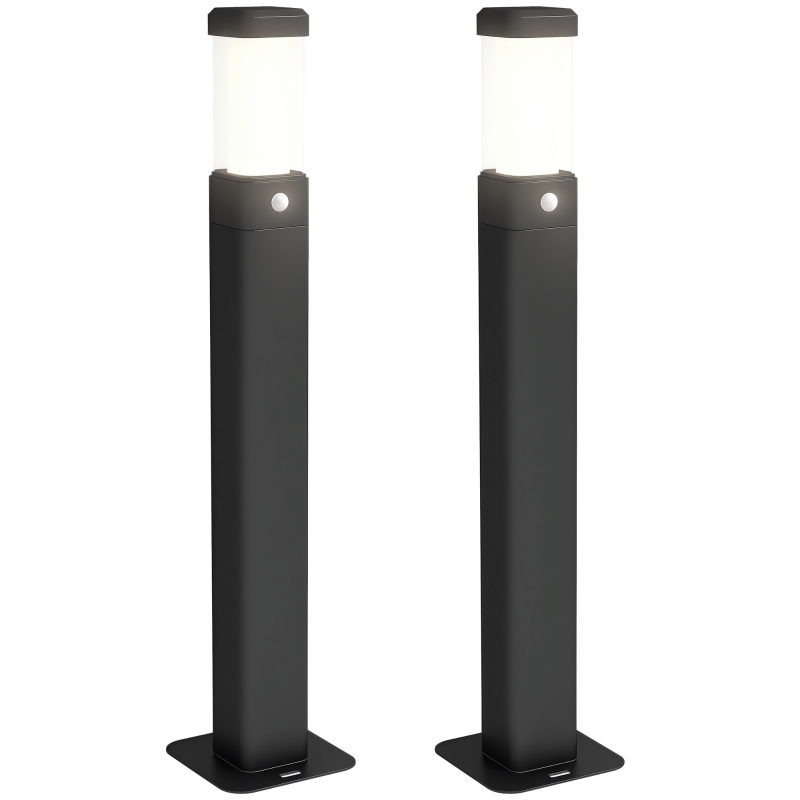 Outsunny Lot de 2 lampes d'extérieur, bornes lumineuse LED, Etanche IP65, Lanterne pour les chemins et les allées - noir