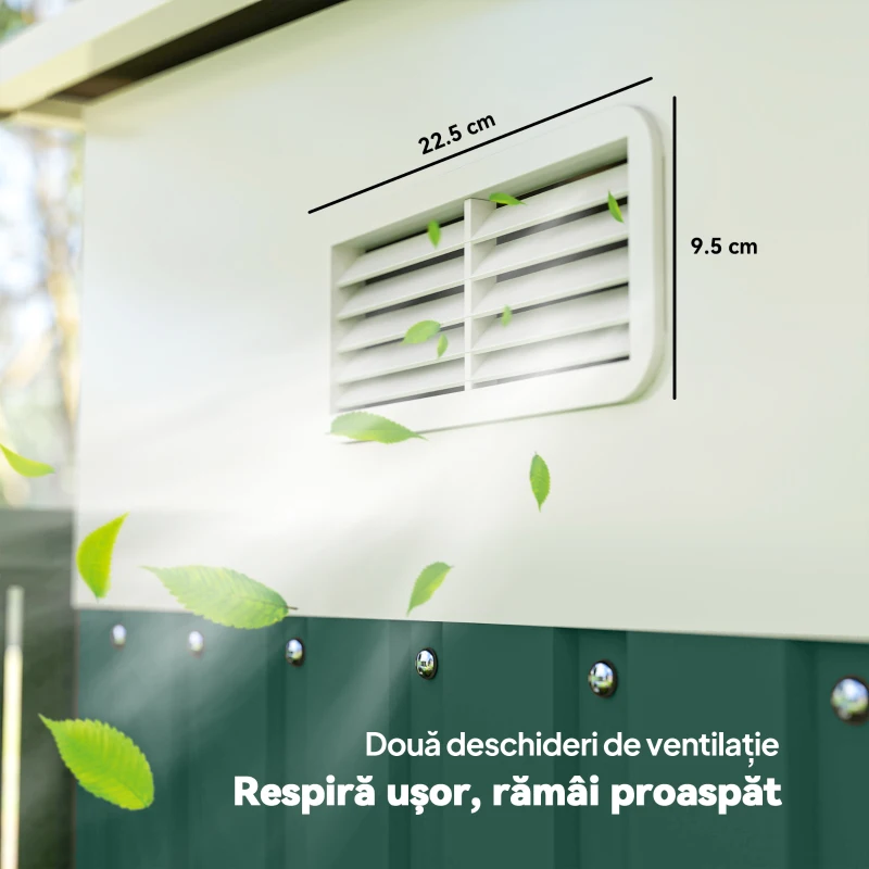 Outsunny Magazie de Gradina cu Ușa Glisantă si Orificii de Aerisire, din Oțel Galvanizat, 345x280,5x169-201cm, Negru(m-8)