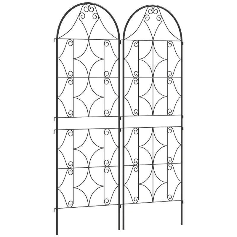 Outsunny Rankgitter Metall 2er Set zum Stecken rostfrei Rankhilfe für Kletterpflanzen 50x150 cm Schwarz