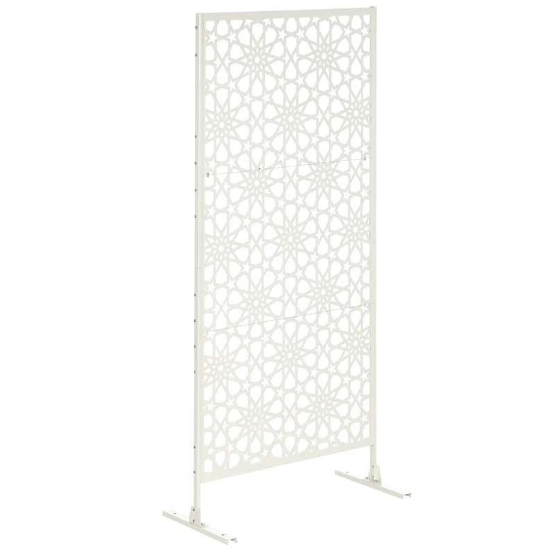 Outsunny Panou paravan de protecție decorativ exterior alb cu model din metal, 92 x 45 x 198 cm