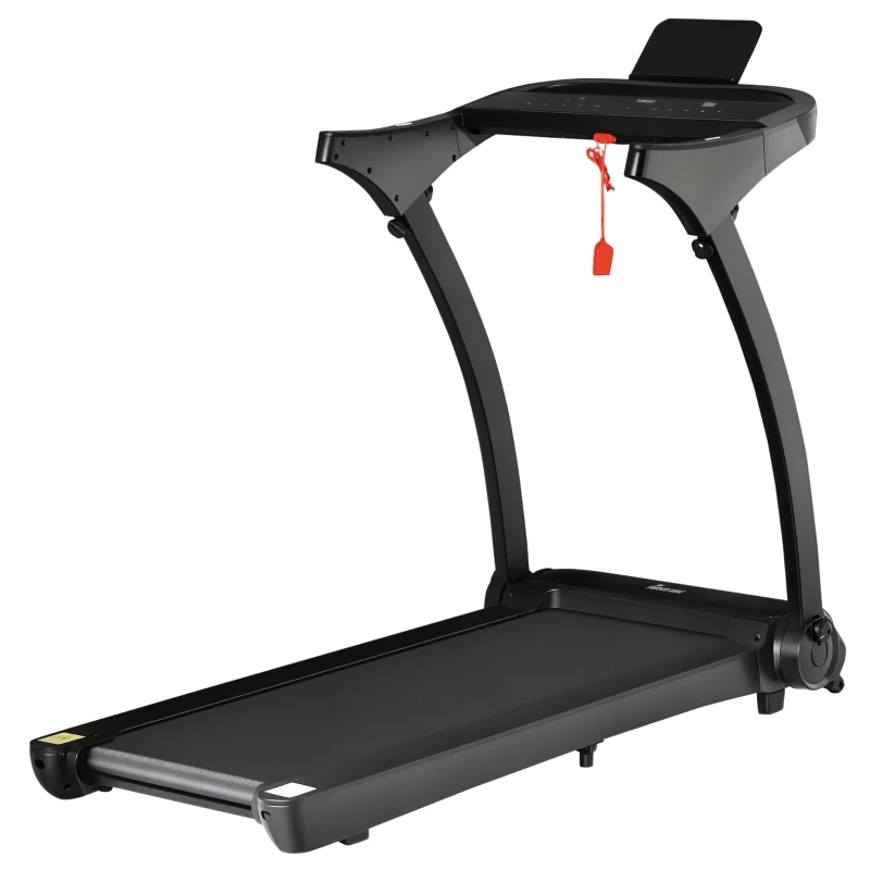 HOMCOM Laufband Klappbar elektrisch 550 W 1-12 km/h 2HP LCD-Display Handyhalterung geeignet für Home Gym Indoor Fitness leicht zu bewegen und zu lagern Schwarz 153 x 77 x 124 cm