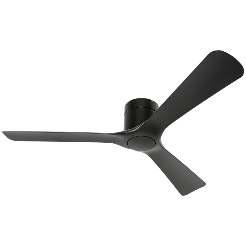 HOMCOM Ventilator de Tavan Reversibil, Ventilator Exterior sau Interior, cu Montare pe 3 Lame cu Telecomandă, Ф132x21 cm, Negru