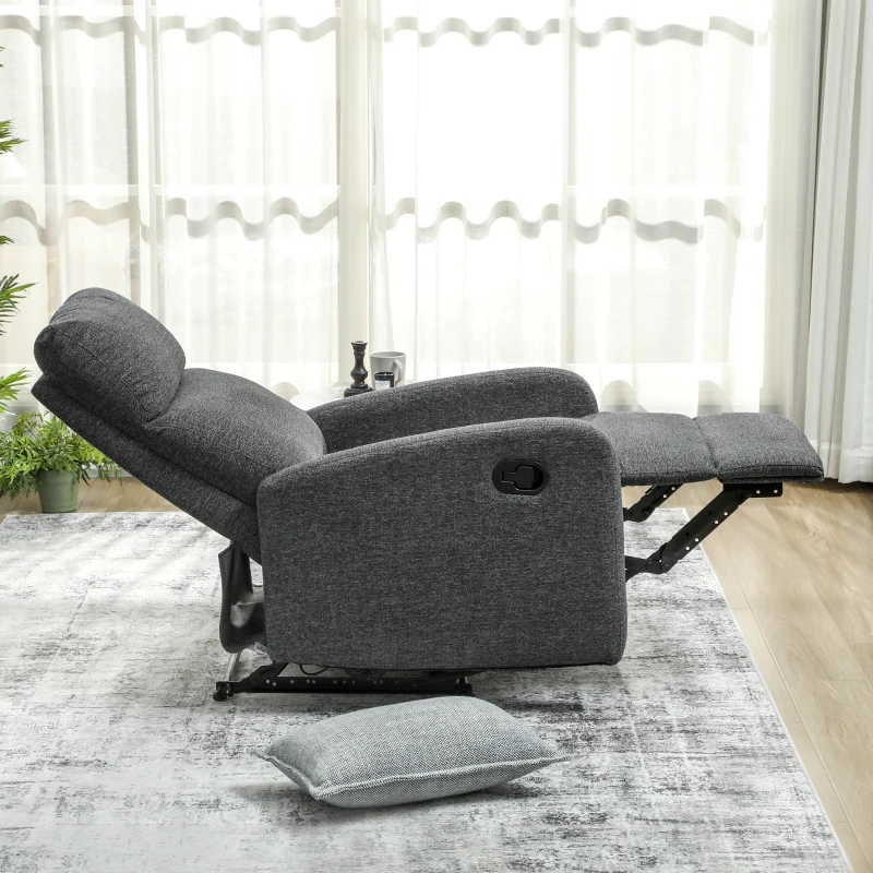 HOMCOM Fotoliu Modern Reclinabil 145° max, Tapițat din Chenille Gri