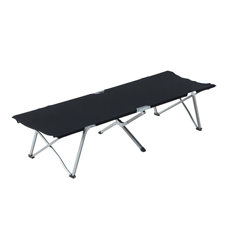 Outsunny Cama de Campismo Dobrável Cama de Campismo com Estrutura Metálica Carga 136 kg para Praia Viagens 193x64x40 cm Preto
