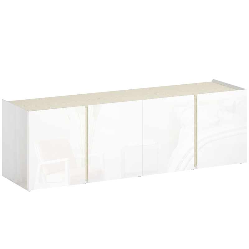 HOMCOM TV-Kommode para televisores de hasta 65 pulgadas, TV Schrank con puertas de cierre suave, estantes ajustables, agujeros para cables, para sala de estar, Blanco