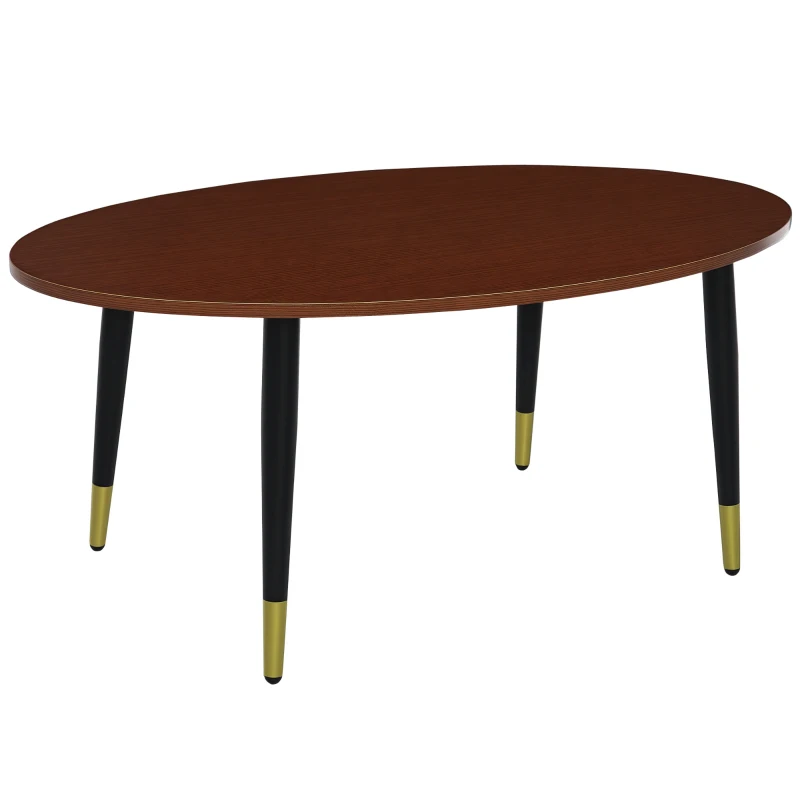 HOMCOM Table Basse Table d'appoint Ovale multifonctionnelle dim. 100 x 60 x 42 cm Aspect Teck foncé