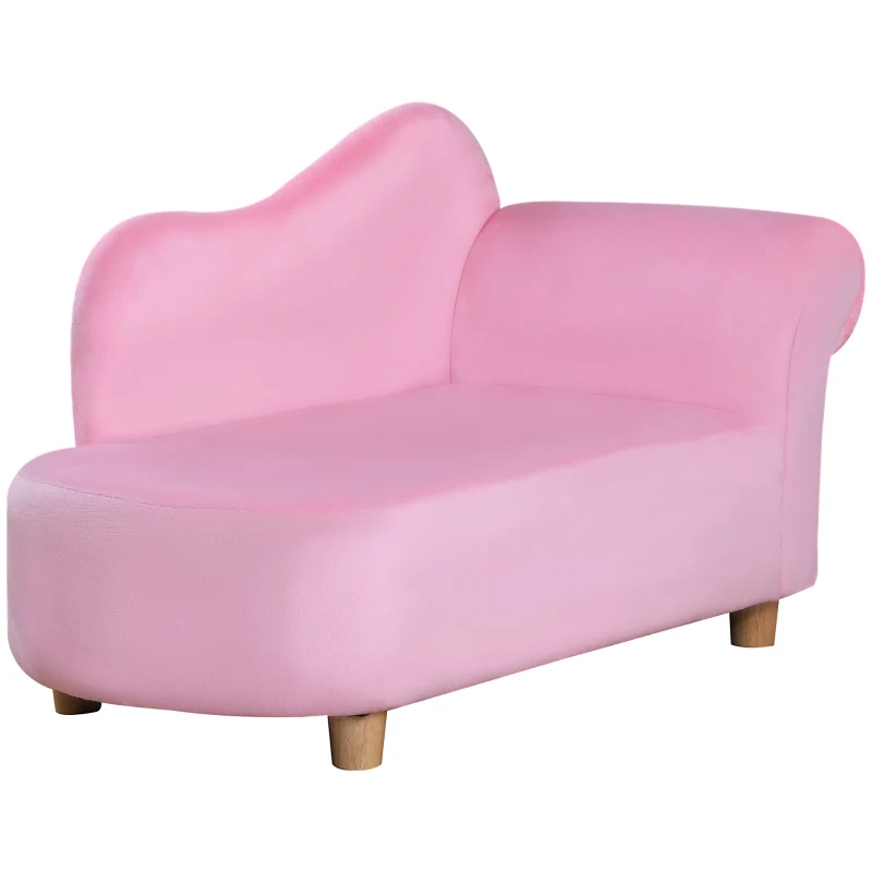 HOMCOM Toddler Chair Kids Sofa Velvet Children Chaise Lounge Seater Day Bed Couch Seat Pink
