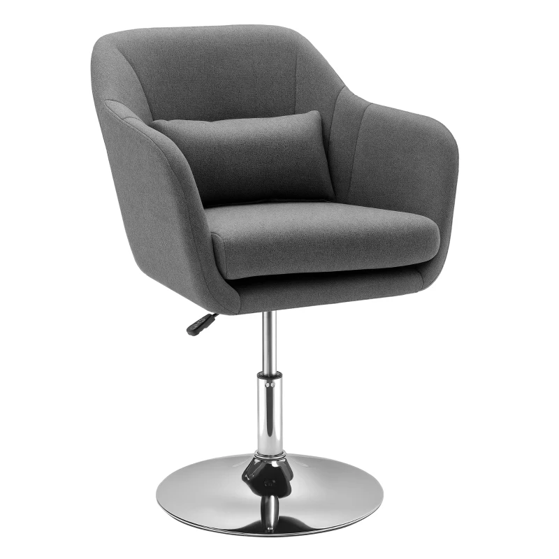 HOMCOM Poltroncina Girevole con Braccioli e Altezza Regolabile, 57x57x77.5-87cm, Grigio