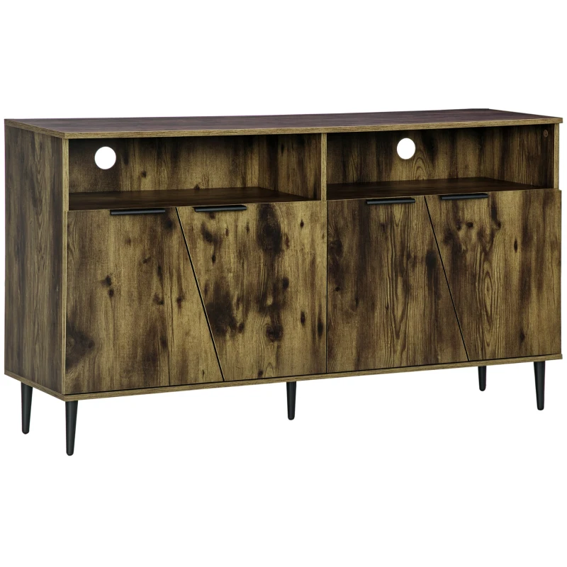 HOMCOM Sideboard im Industrie-Design 2 Schränke 2 Regale 147 cm x 40 cm x 83 cm Holzwerkstoff Braun