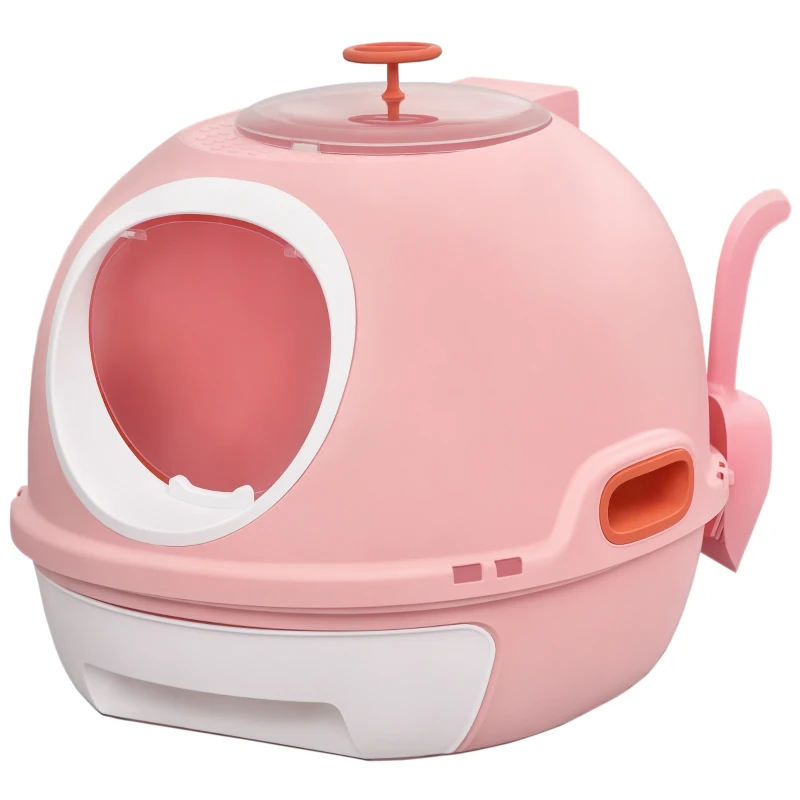 PawHut Litiera pentru Pisici cu Capac 47x55x44cm Roz