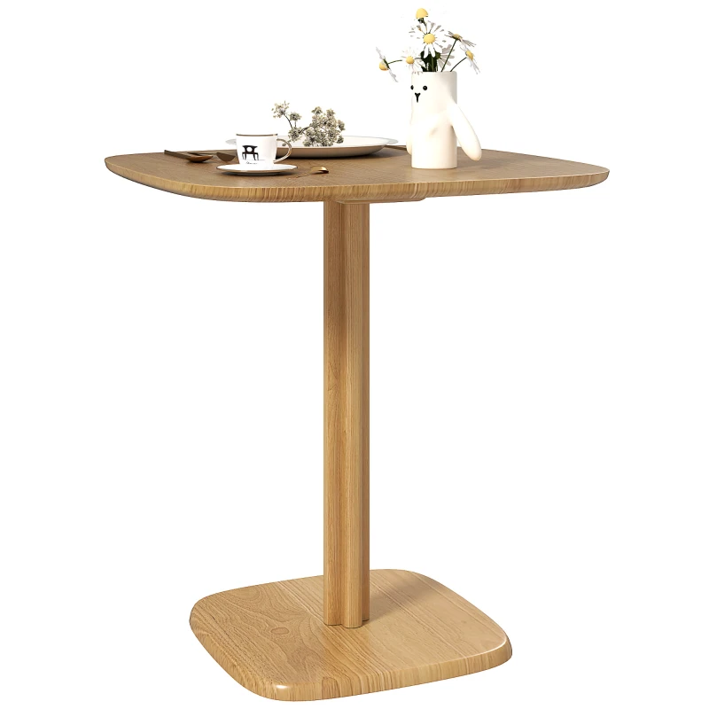 HOMCOM Masă de dining pentru 4 persoane masă de bucătărie stil modern cu blat aspect lemn, 70 x 70 cm, lemn natural