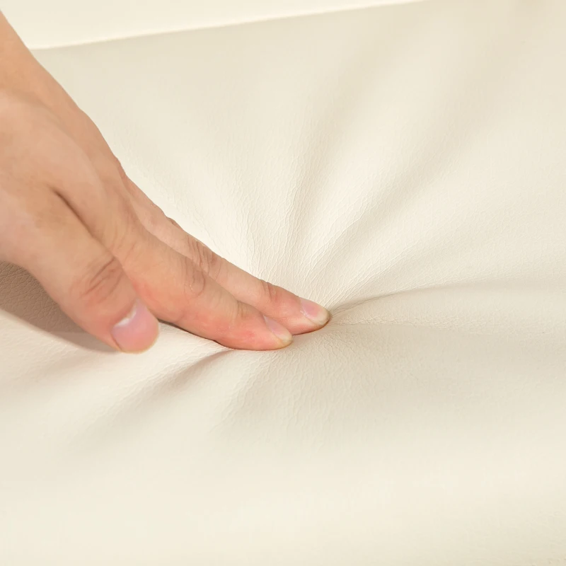 HOMCOM Fotoliu relax cu suport de picioare, spătar inclinabil până la 135°, înveliș sintetic, crem