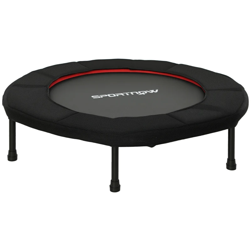 SPORTNOW Trampolim Fitness Ø102 cm Trampolim Fitness Dobrável com Estrutura de Aço Antiderrapante Ø102x22 cm Vermelho