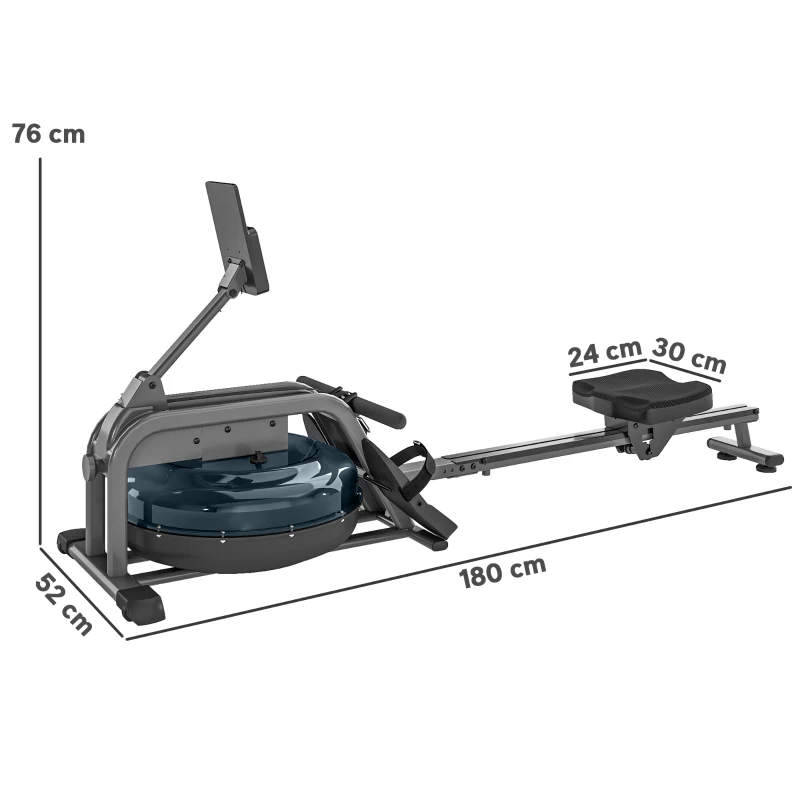 SPORTNOW Rameur pe apă rameur de fitness pentru apartament 6 nivele de rezistență, depozitare verticală, roți, 180x52x76cm negru