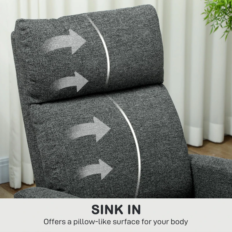 HOMCOM Fotoliu Modern Reclinabil 145° max, Tapițat din Chenille Gri