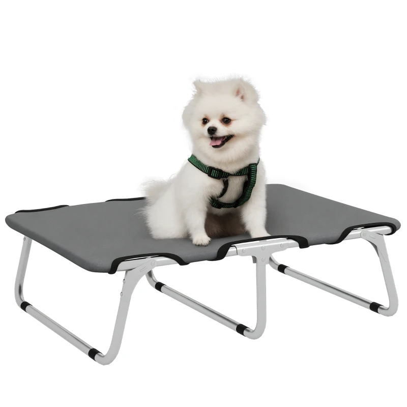 PawHut Brandina per Cani Piccoli Pieghevole per Interno ed Esterno, Metallo e Tessuto Oxford, 71x58x20 cm, Grigio