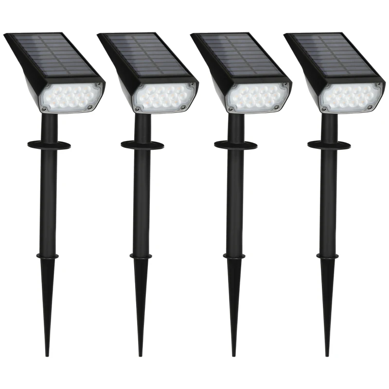 Outsunny Lampi de gradina , aplica de perete, lumina solara cu LED IP65 pentru exterior, cu 3 lumini de culoare, 2 luminozitati pentru terasa, alee, veranda