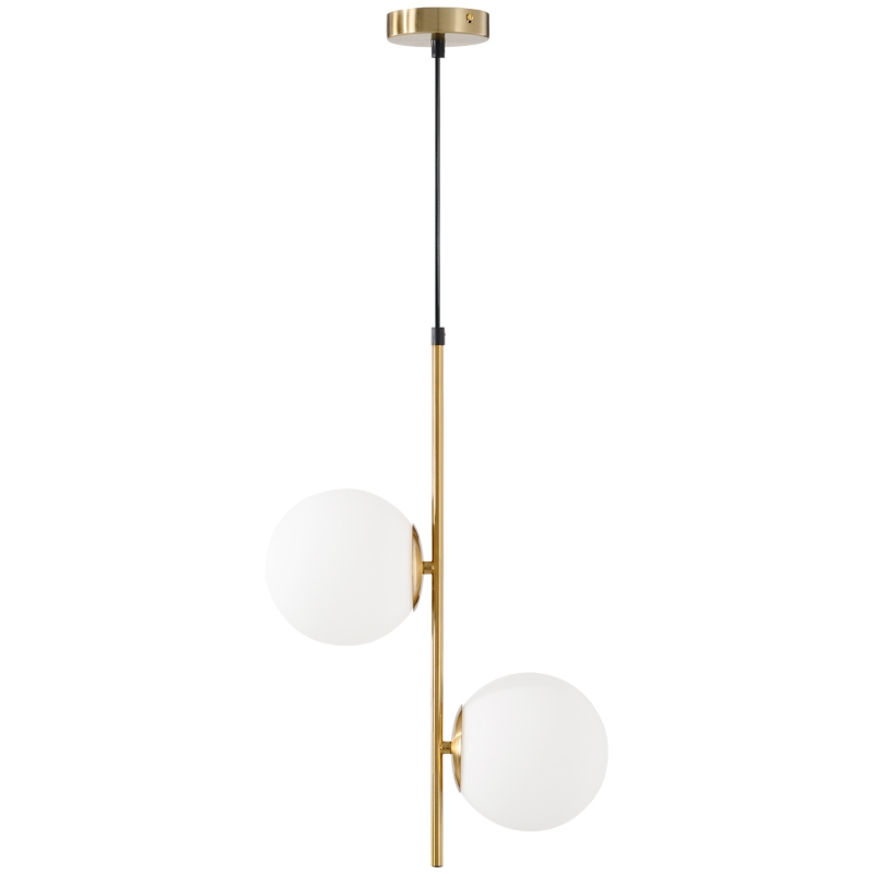 HOMCOM Lampă Suspendată cu 2 Abajururi din Sticlă și Cablu Reglabil, Lampă Modernă din Metal, 32x15x51 cm, Auriu