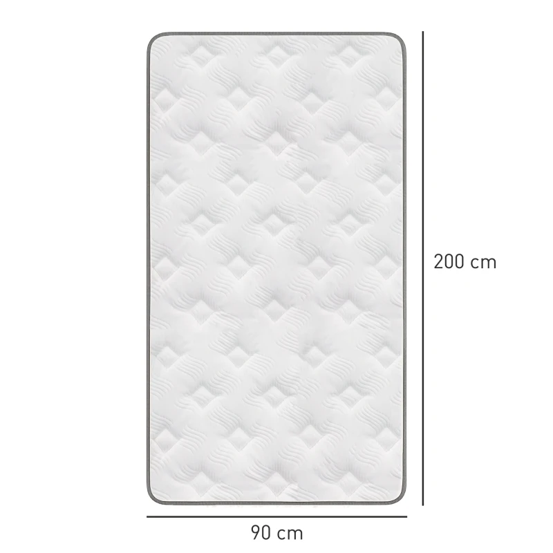 HOMCOM Materac 90x200 cm, wysokość 25,8 cm, 7-strefowy, ergonomiczny, z zdejmowanym, nadającym się do prania pokrowcem