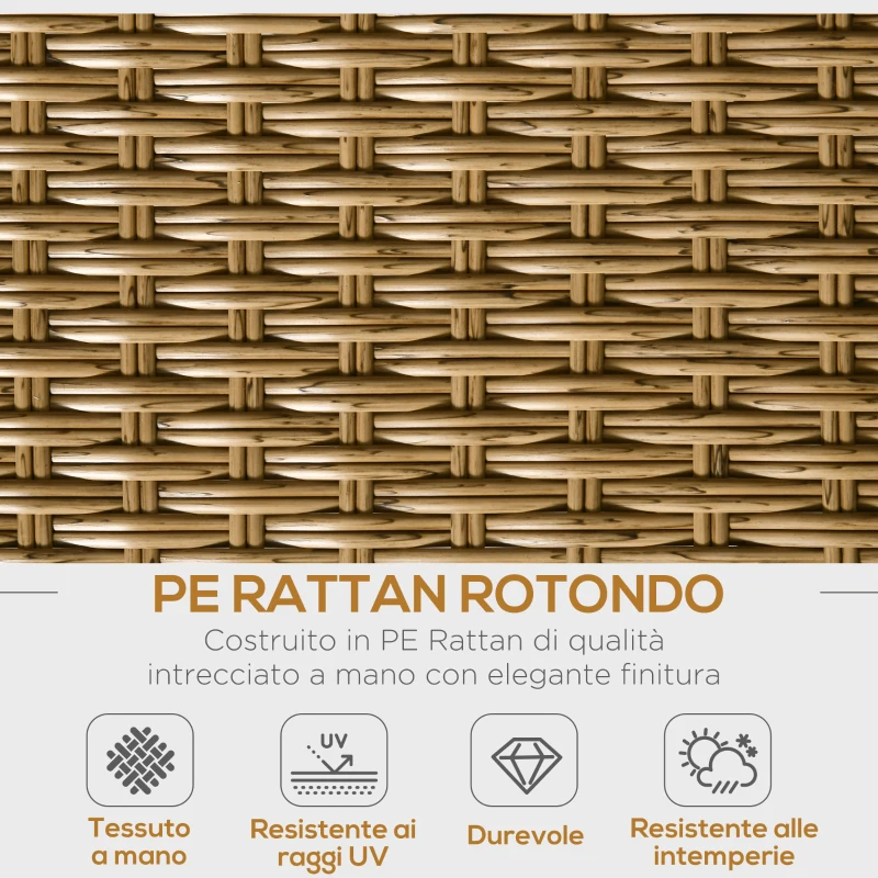 Outsunny Set Mobili da Giardino in Rattan con 2 Tavolini, Divano 3 Posti e 2 Poltrone