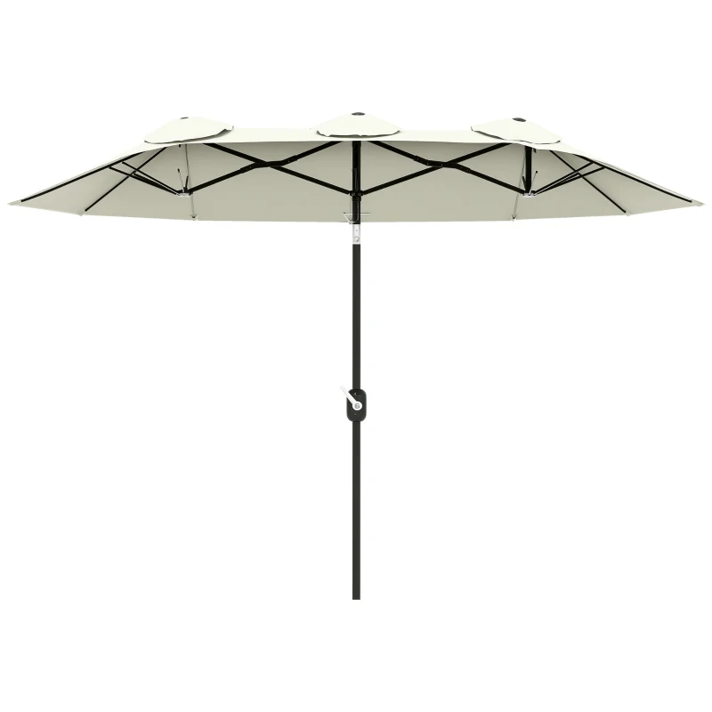 Outsunny Umbrelă de Grădină Dublă Înclinabilă la 45° cu Manivelă si 3 Orificii de Ventilație, 295x152x222 cm, Bej