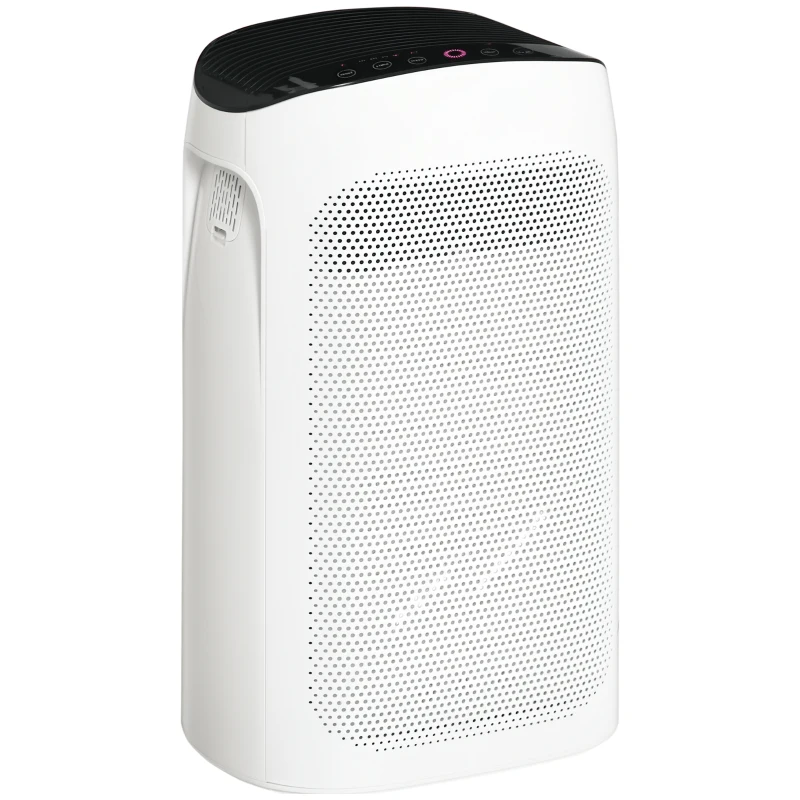 HOMCOM Purificatore d'Aria Filtro HEPA Triplo Strato, 3 Velocità, Modalità Sonno e Timer, 32.7x22x55.8cm, Bianco