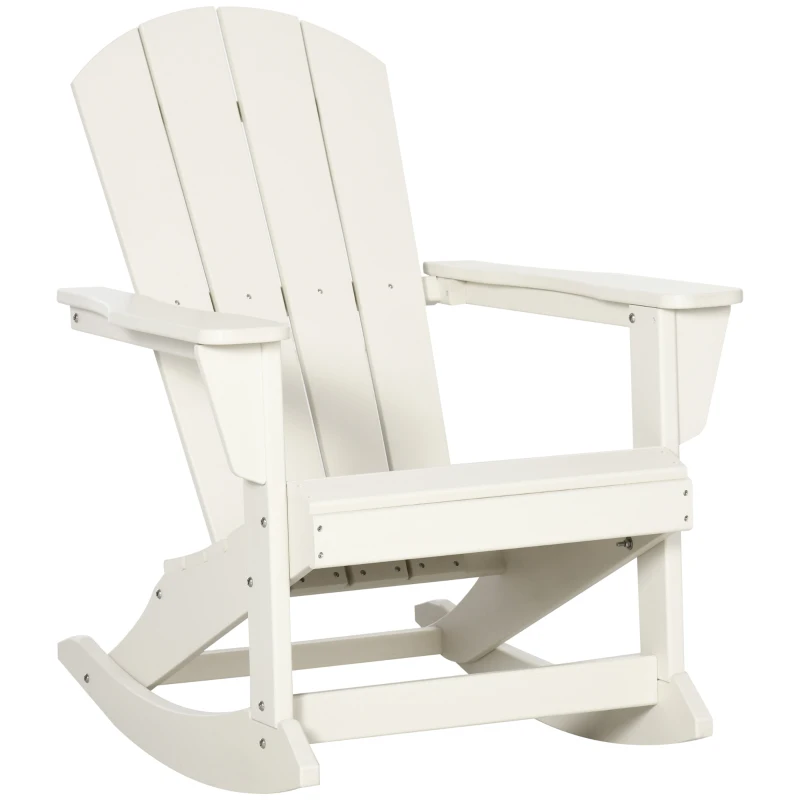 Outsunny Cadeira Adirondack Baloiço de Jardim de HDPE para Varanda Pátio Carga Máxima 120kg 73,5x93x91,5cm Branco