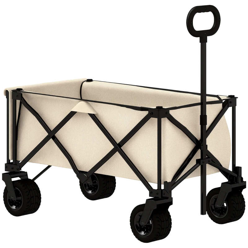Outsunny Gartenwagen 100 kg belastbar, klappbar Transportwagen mit herausnehmbare Plane, 90 x 48 x 92 cm Beige
