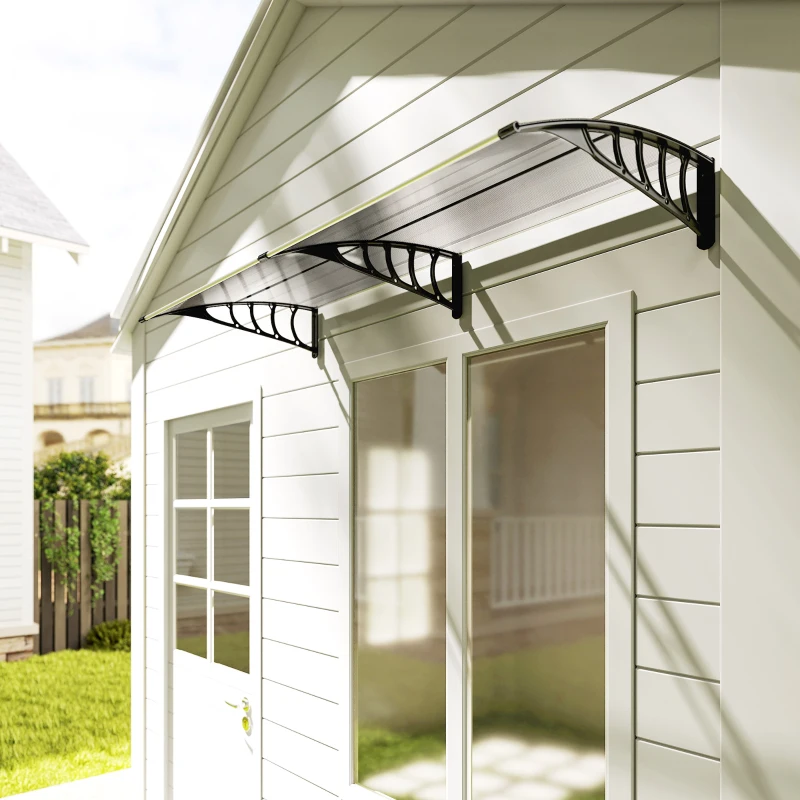 Outsunny Tettoia Moderna in Policarbonato, Alluminio e PP per Balconi, Finestre e Porte, 200x96x27 cm