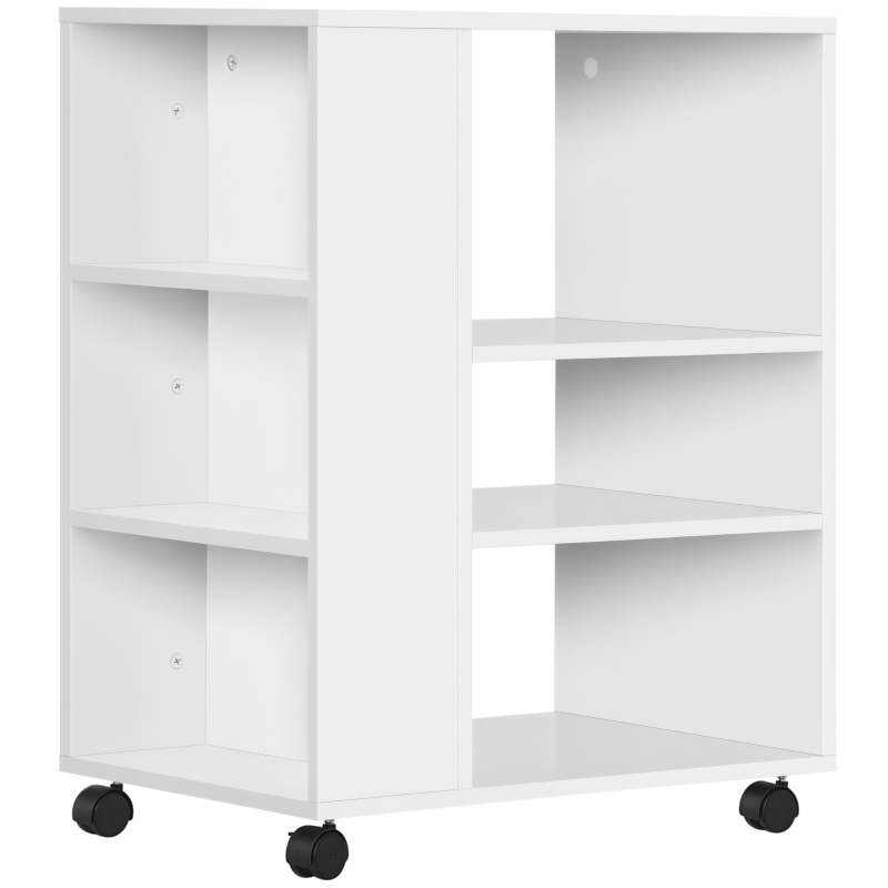 HOMCOM Druckerständer 6 Regale 4 Rollen 60 cm × 40 cm × 75,8 cm Weiß