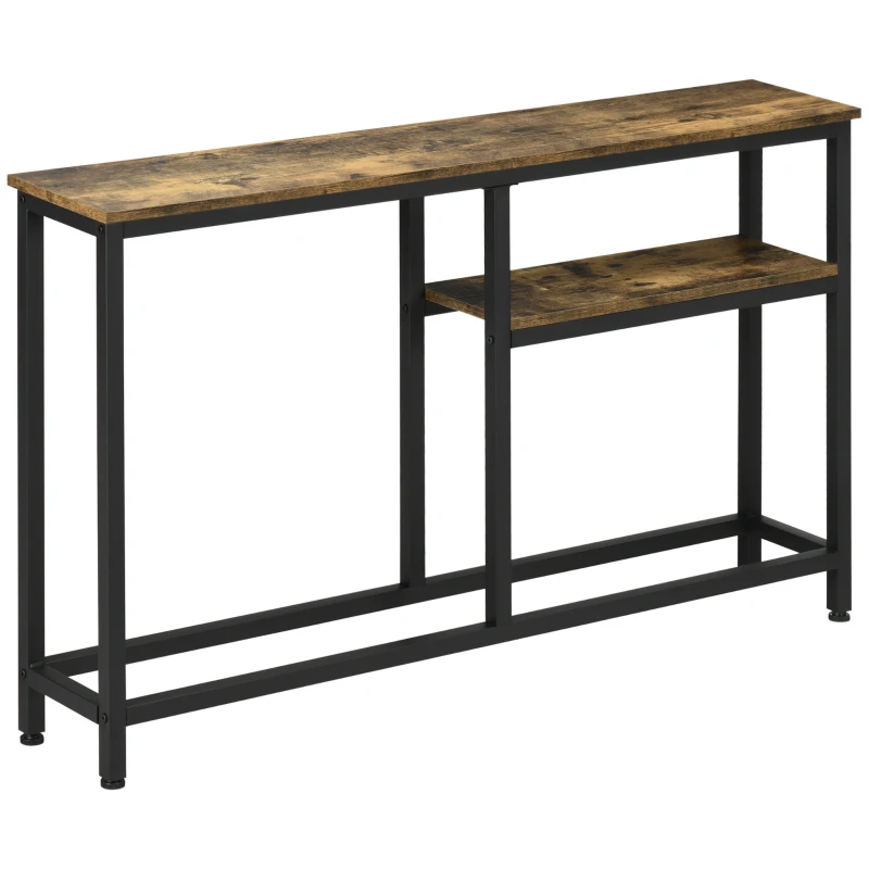 HOMCOM Consola de Recibidor con Estantes Abiertos Antivuelco Mueble de Recibidor para Salón Pasillo 120x23x75 cm Marrón