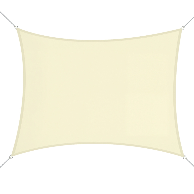 Outsunny Vela Ombreggiante Rettangolare, Tenda da Sole per Esterno in Poliestere Anti UV Traspirante 3x4m Bianco crema
