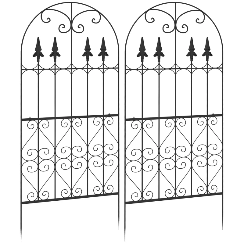 Outsunny Juego de 2 Enrejados de Jardín Soportes para Enredaderas de Acero para Plantas Trepadoras en Patio 55x128 cm Negro