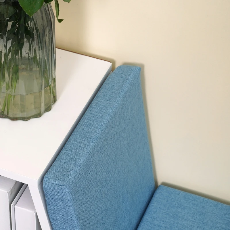 HOMCOM Bibliotheksbank 2 in 1 mit 5 Aufbewahrungsfächern und 2 Polstern 108 x 30 x 60 cm Weiß Blau