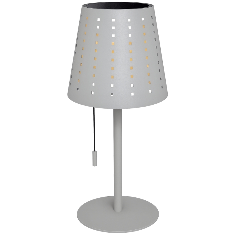 Outsunny Solar Tischleuchte, dimmbar, wetterfest, für Indoor & Outdoor, Metallständer, Ø14 x 30 cm, Grau