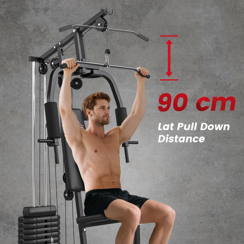 HOMCOM Multifunction Home Gym Machine, with 45kg Weight Stacks, for Strength Training