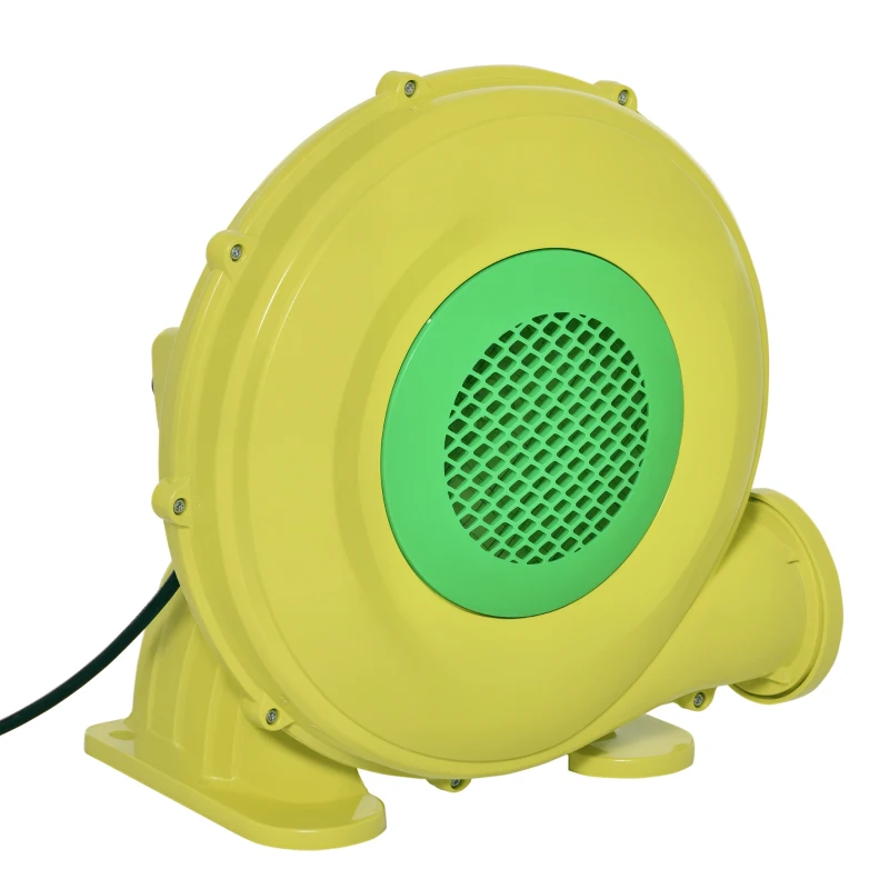 Outsunny 450W elektrische Luftpumpe Hüpfburg Gebläsepumpe Ventilator mit Griff Dauergebläse leichtgewichtig tragbar für aufblasbare Spielzeuge ABS Gelb+Grün 35 x 26 x 33,5 cm