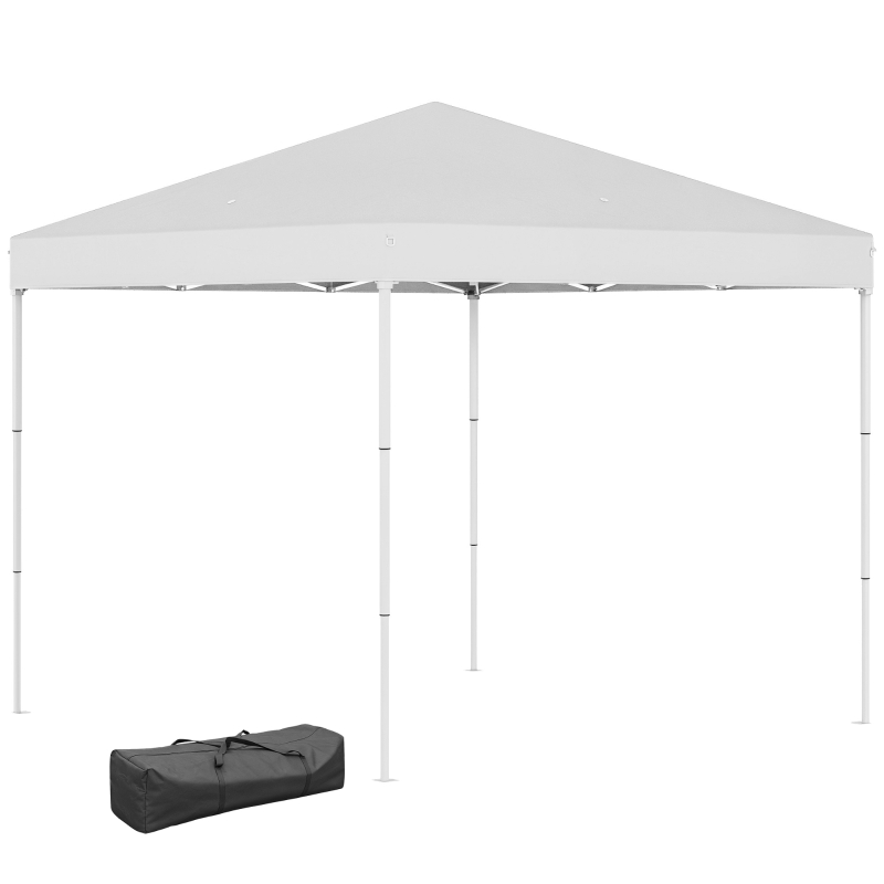 Outsunny Pop Up Foisor 2,45 x 2,45 m rezistent la apa cu franghii si cuie de otel si tesatura Oxford alba