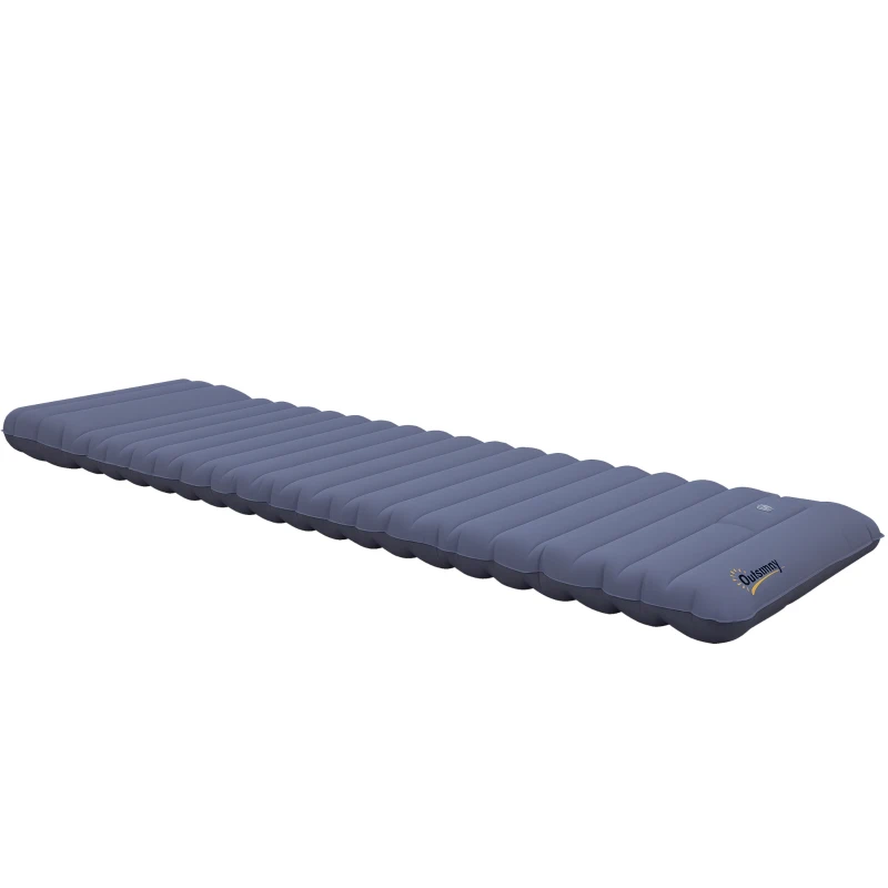 Outsunny Luftmatratze, Campingmatte, wasserabweisend, reißfest, mit Fußpumpe, Nylon, 200L x 60B x 10H cm, Blau