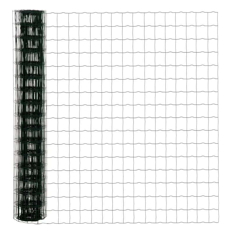 Outsunny Rete di Recinzione in Acciaio e PVC per Spazi Esterni, Rotolo da 25 m e Altezza 1.7 m, Verde
