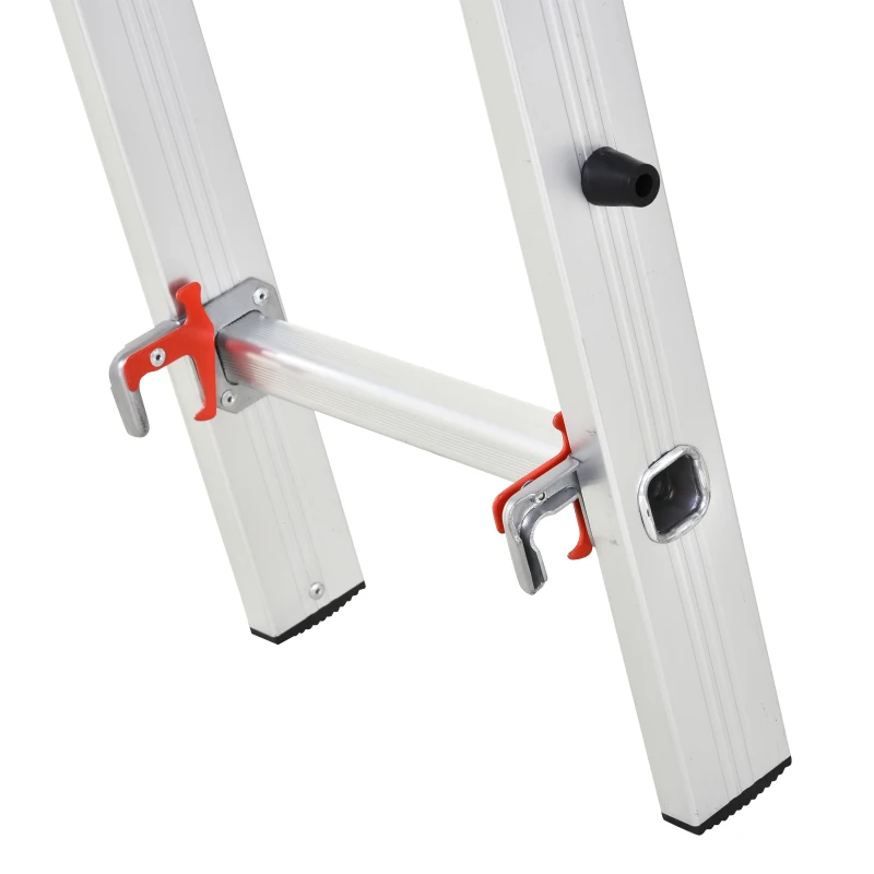 HOMCOM Scară multifuncțională din aluminiu 2,5 m, pliabilă și portabilă, picior antiderapant, greutate maximă 150 kg, argintiu