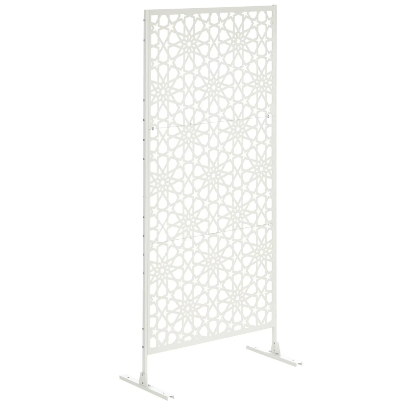 Outsunny Panou paravan de protecție decorativ exterior alb cu model din metal, 92 x 45 x 198 cm