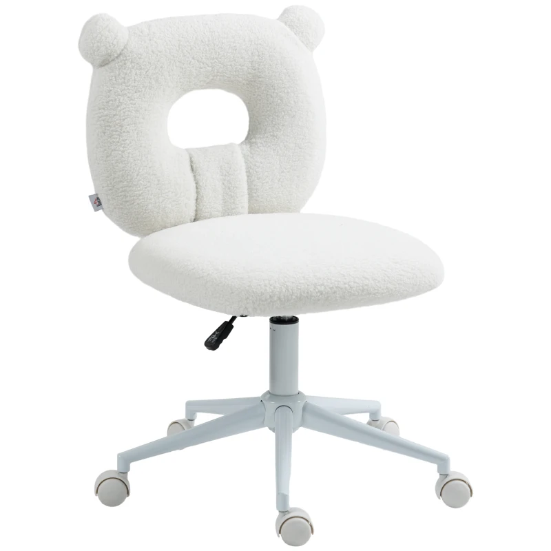 HOMCOM Silla Infantil de Borreguito con Asiento Ajustable en Altura y Respaldo en Forma de Oso Carga 120 kg Blanco