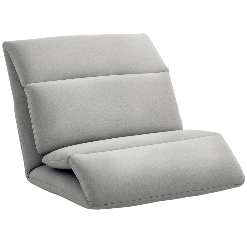 HOMCOM Fauteuil de sol canapé paresseux fauteuil convertible en lit dossier inclinable sur 5 positions 72 x 71 x 60 cm gris