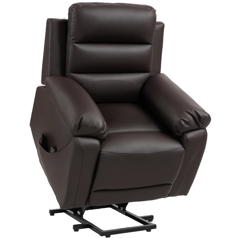 HOMCOM Fauteuil releveur électrique fonction massage inclinaison réglable 8 modes repose-pied ajustable PU 2 télécommandes