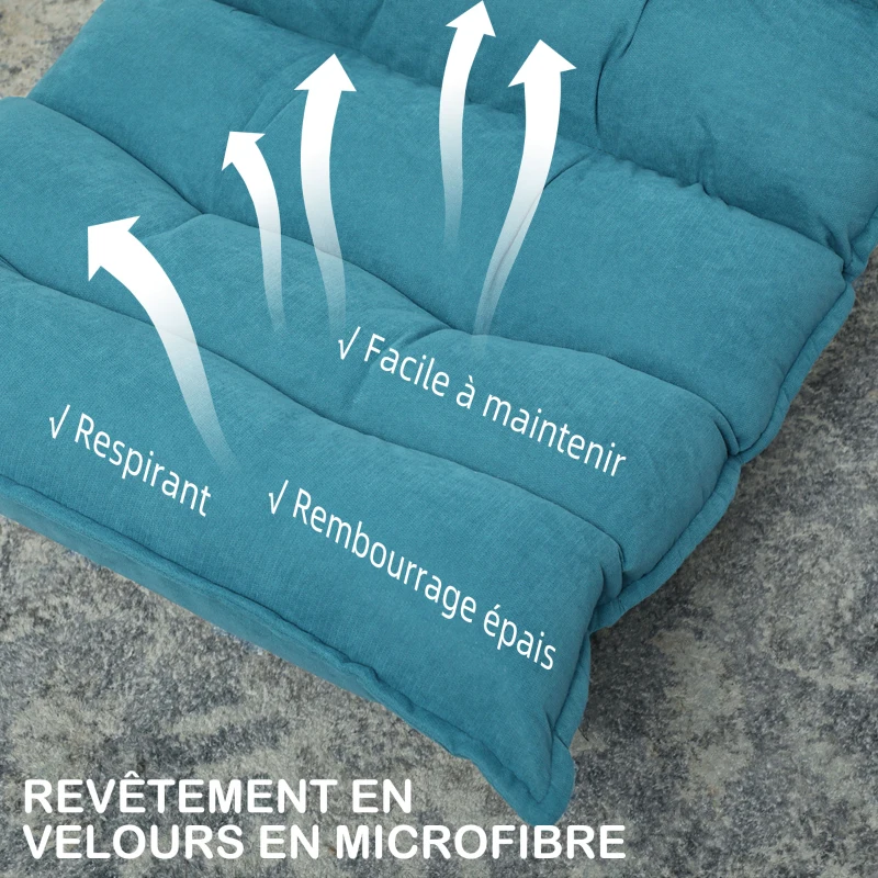 HOMCOM Fauteuil de sol paresseux fauteuil relax fauteuil salon design capitonné inclinaison dossier réglable pivotant 360°