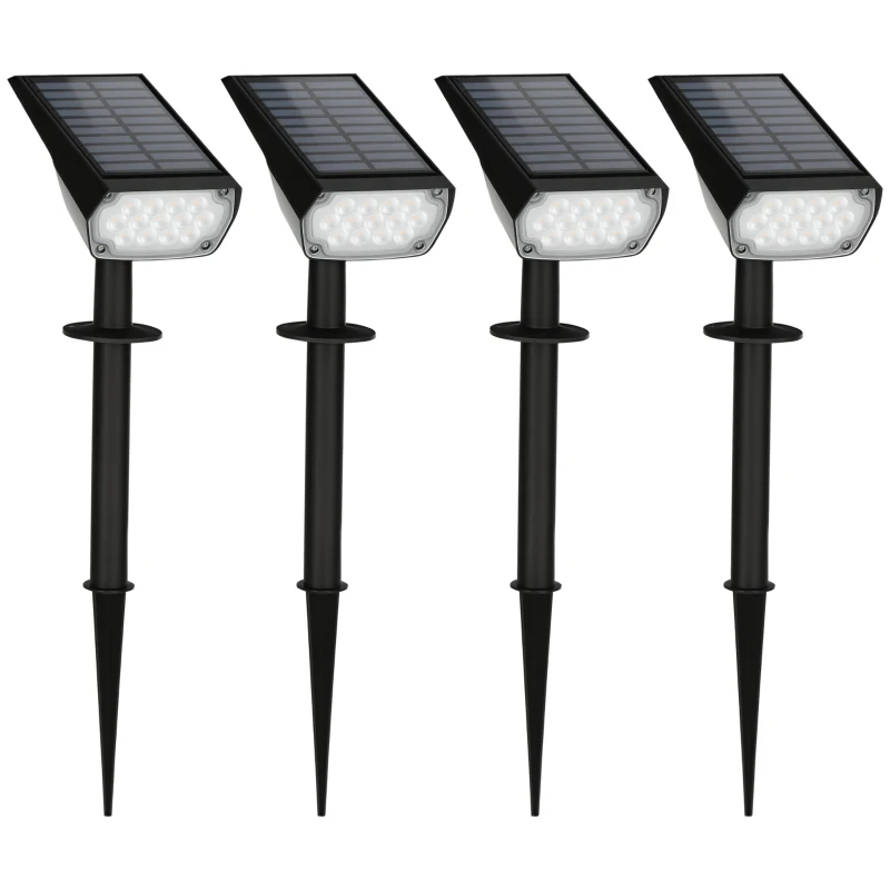 Outsunny Lampi de gradina , aplica de perete, lumina solara cu LED IP65 pentru exterior, cu 3 lumini de culoare, 2 luminozitati pentru terasa, alee, veranda